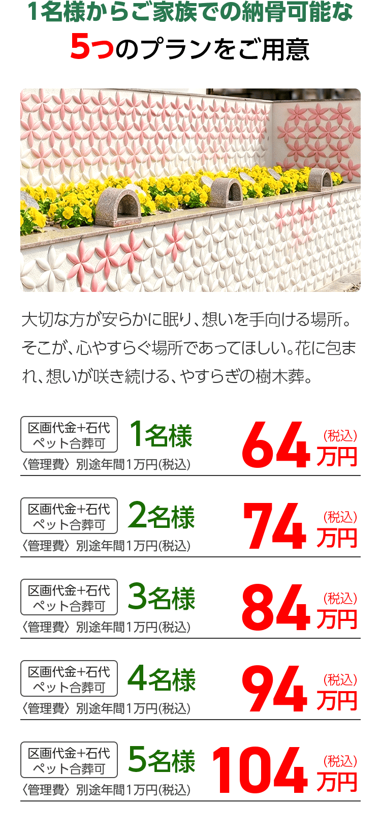 樹木葬ラインナップ